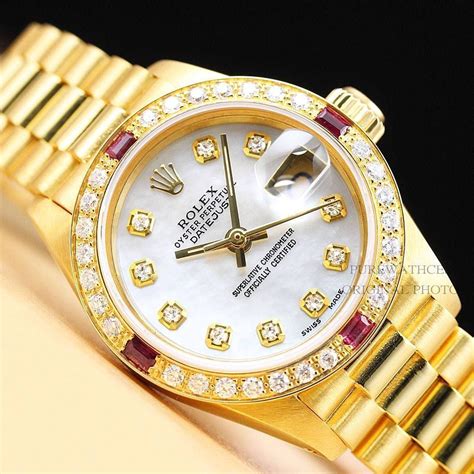 gold and diamond rolex womens|solid gold Rolex with diamonds.